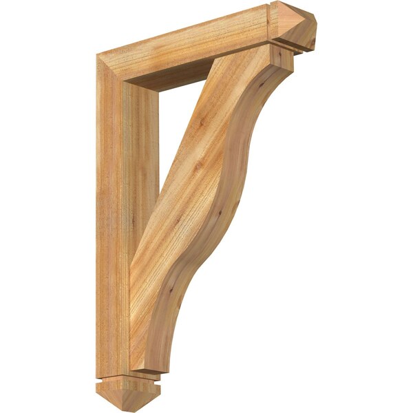 Ekena Millwork Funston Arts and Crafts Rough Sawn Bracket w/ Offset Brace, Western Red Cedar, 6"W x 28"D x 40"H BKT0604X28X40FST03RWR - main